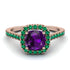 Cushion Amethyst Halo Engagement Ring - Jade No. 305
