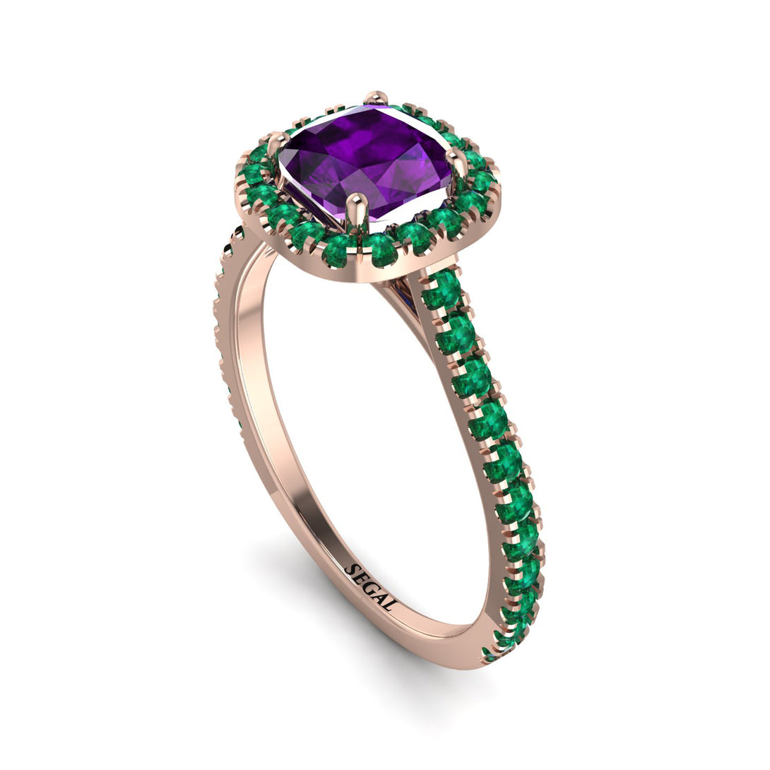 Cushion Amethyst Halo Engagement Ring - Jade No. 305