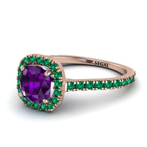 Cushion Amethyst Halo Engagement Ring - Jade No. 305 image 1