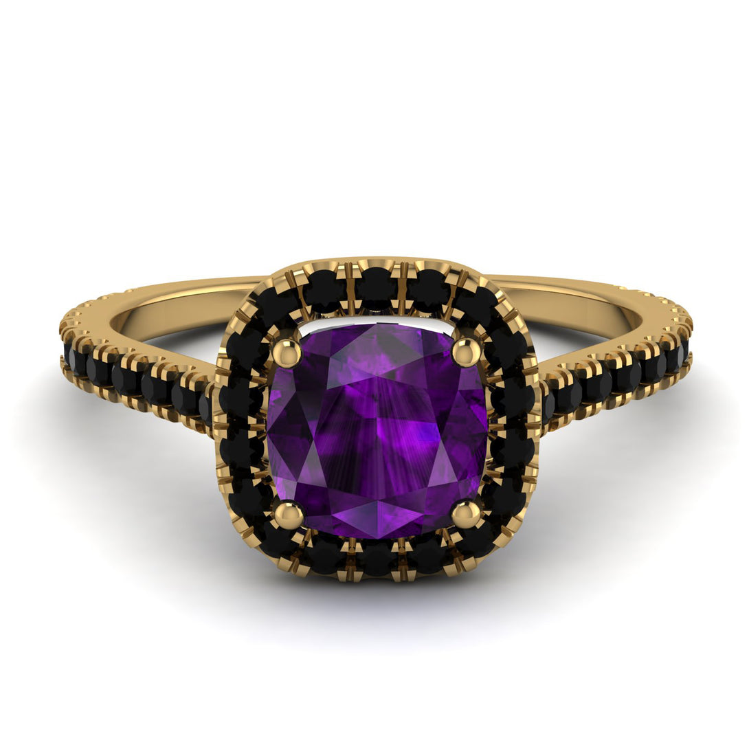 Cushion Amethyst Halo Engagement Ring - Jade No. 307