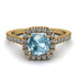 Cushion Aquamarine Halo Engagement Ring - Jade No. 401 image 2