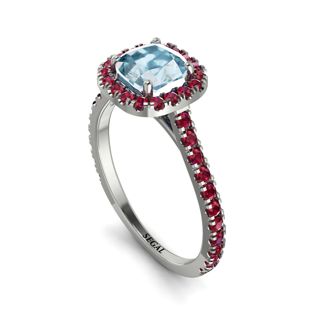 Cushion Aquamarine Halo Engagement Ring - Jade No. 412