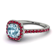 Cushion Aquamarine Halo Engagement Ring - Jade No. 412 image 1