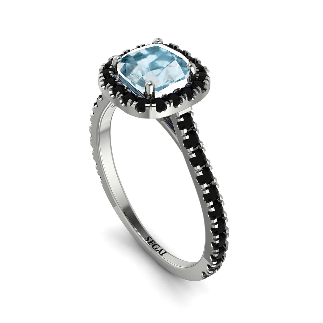 Cushion Aquamarine Halo Engagement Ring - Jade No. 409