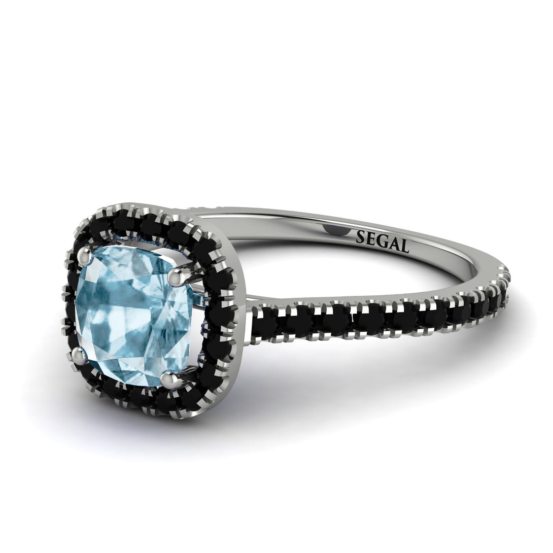 Cushion Aquamarine Halo Engagement Ring - Jade No. 409