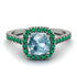 Cushion Aquamarine Halo Engagement Ring - Jade No. 406