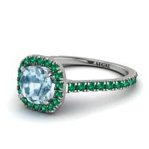 Cushion Aquamarine Halo Engagement Ring - Jade No. 406 image 1