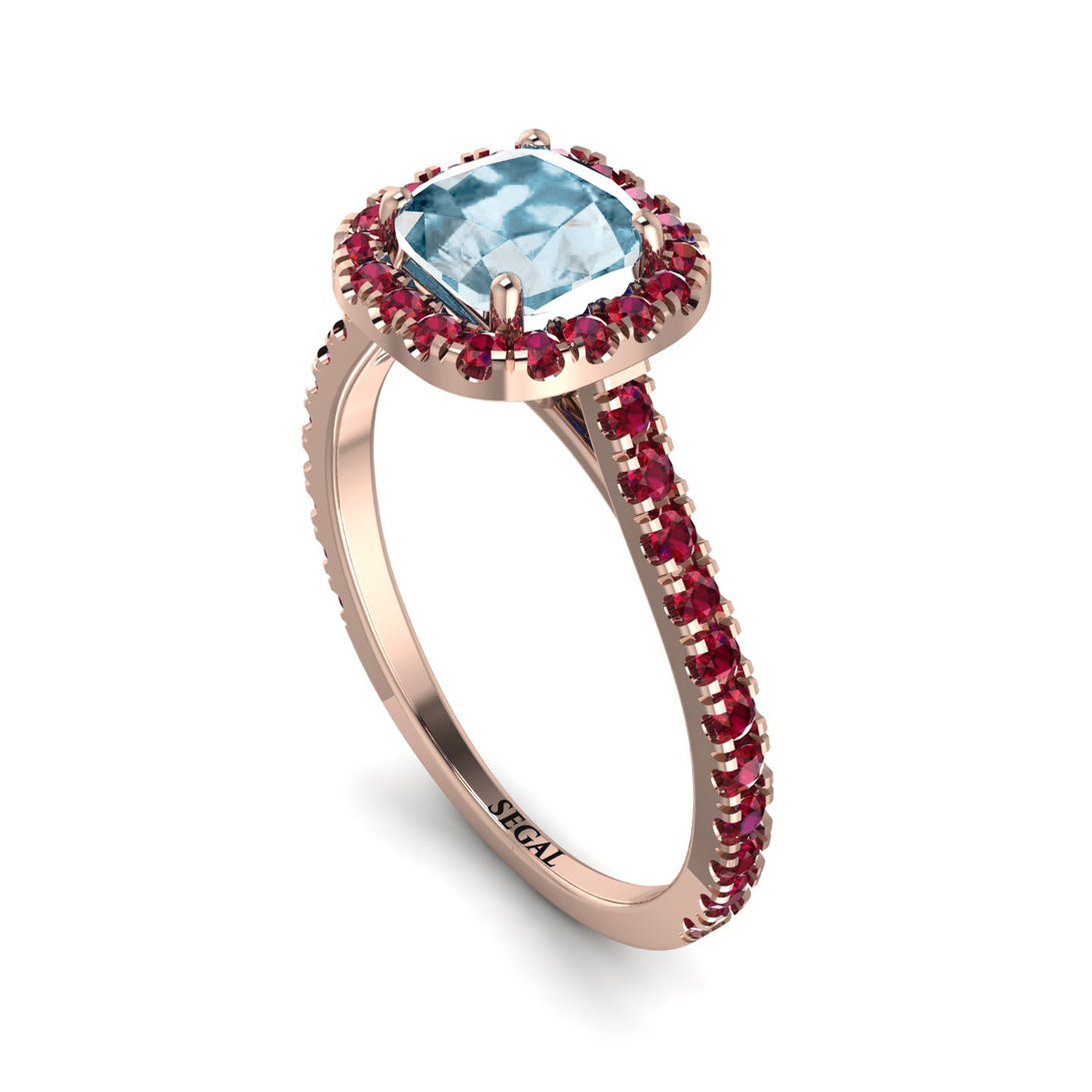 Cushion Aquamarine Halo Engagement Ring - Jade No. 411