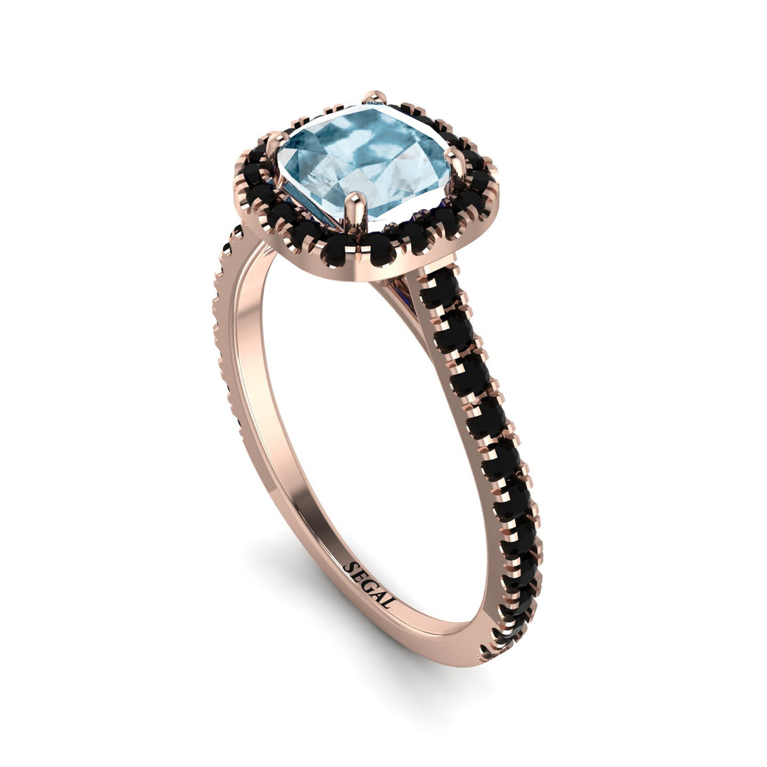 Cushion Aquamarine Halo Engagement Ring - Jade No. 408