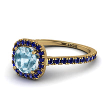 Cushion Aquamarine Halo Engagement Ring - Jade No. 413 image 1