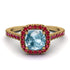 Cushion Aquamarine Halo Engagement Ring - Jade No. 410 image 2