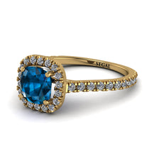 Cushion Blue Topaz Halo Engagement Ring - Jade No. 501 image 1
