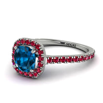 Cushion Blue Topaz Halo Engagement Ring - Jade No. 512 image 1