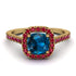 Cushion Blue Topaz Halo Engagement Ring - Jade No. 510
