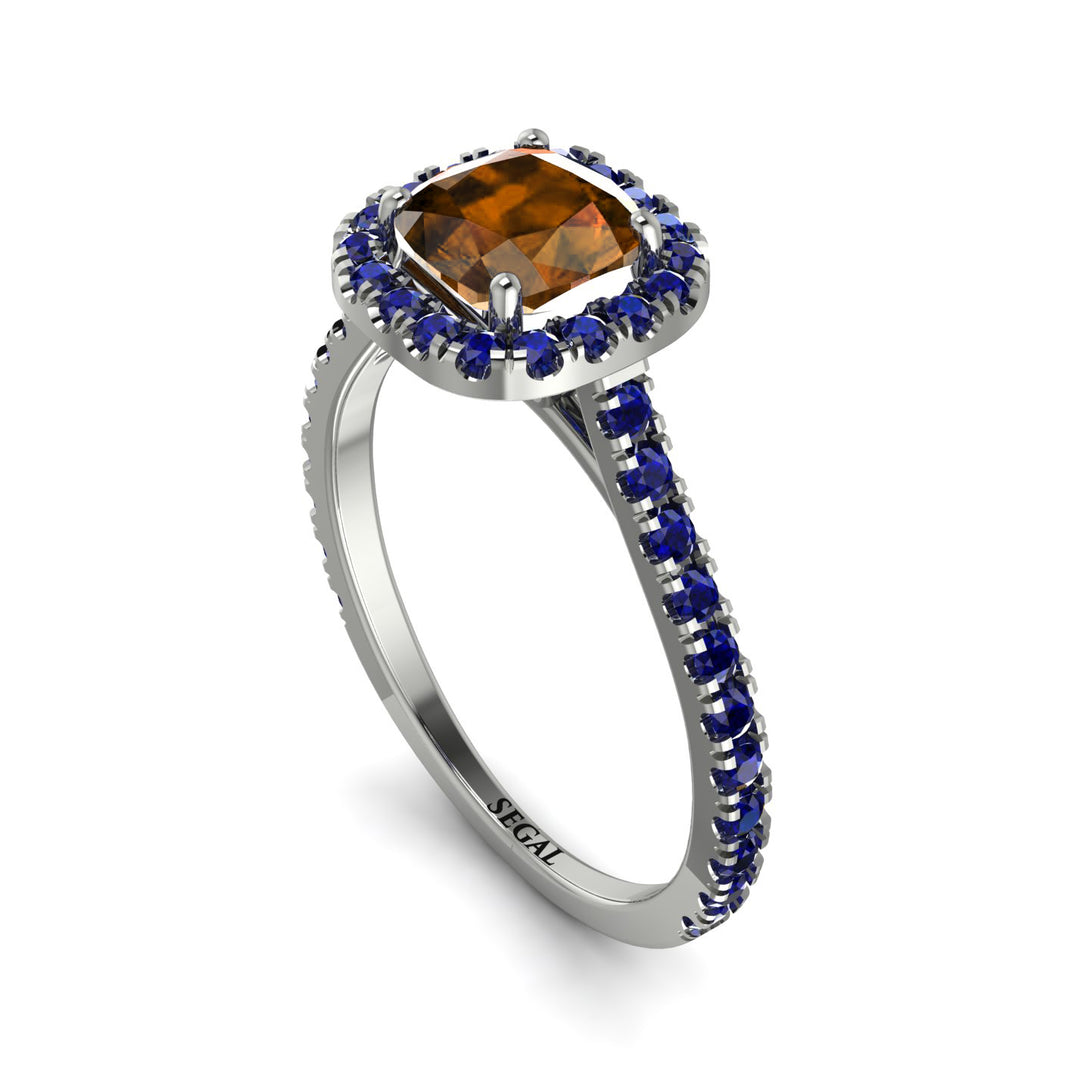 Cushion Brown Diamond Halo Engagement Ring - Jade No. 1115