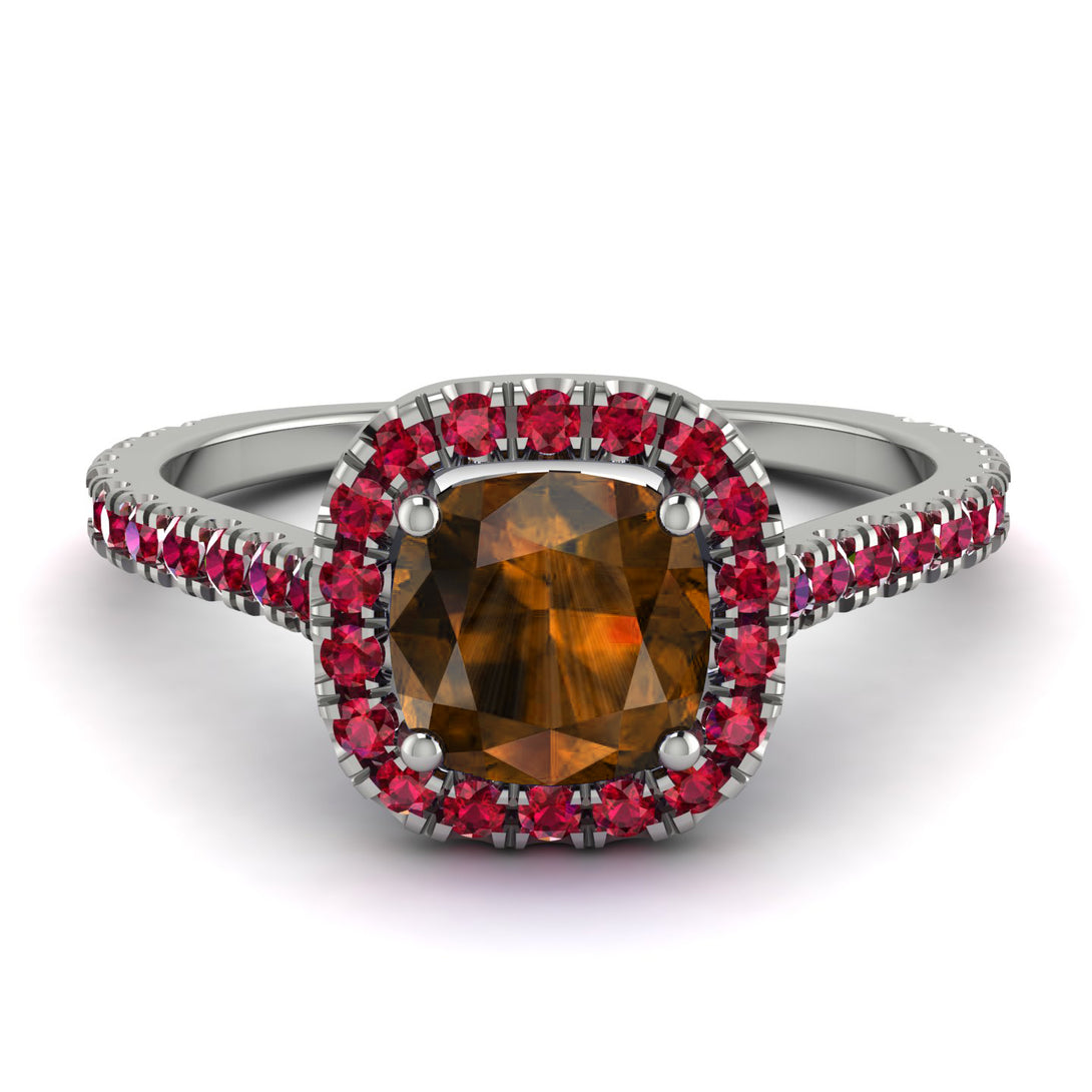 Cushion Brown Diamond Halo Engagement Ring - Jade No. 1112