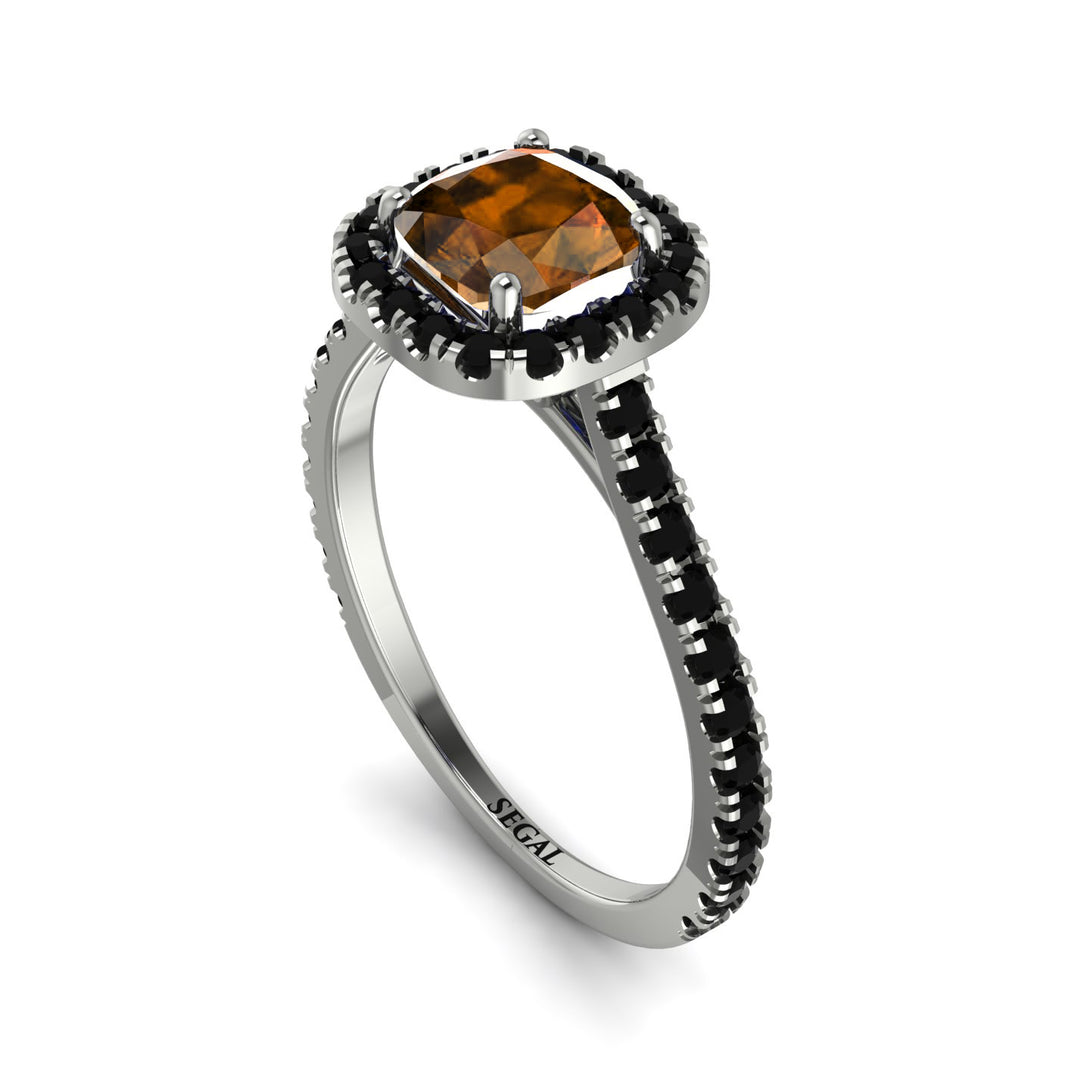 Cushion Brown Diamond Halo Engagement Ring - Jade No. 1109