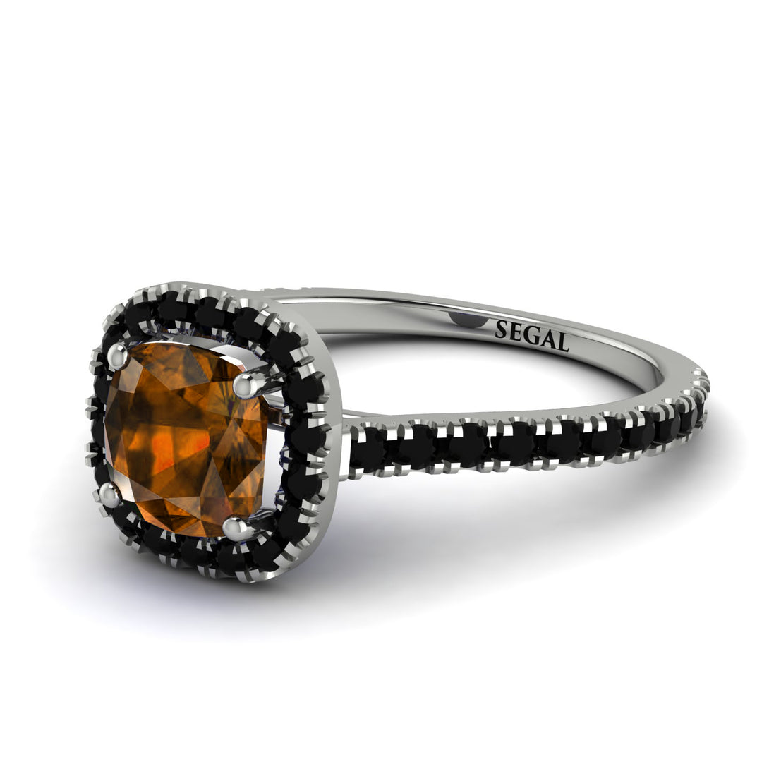 Cushion Brown Diamond Halo Engagement Ring - Jade No. 1109