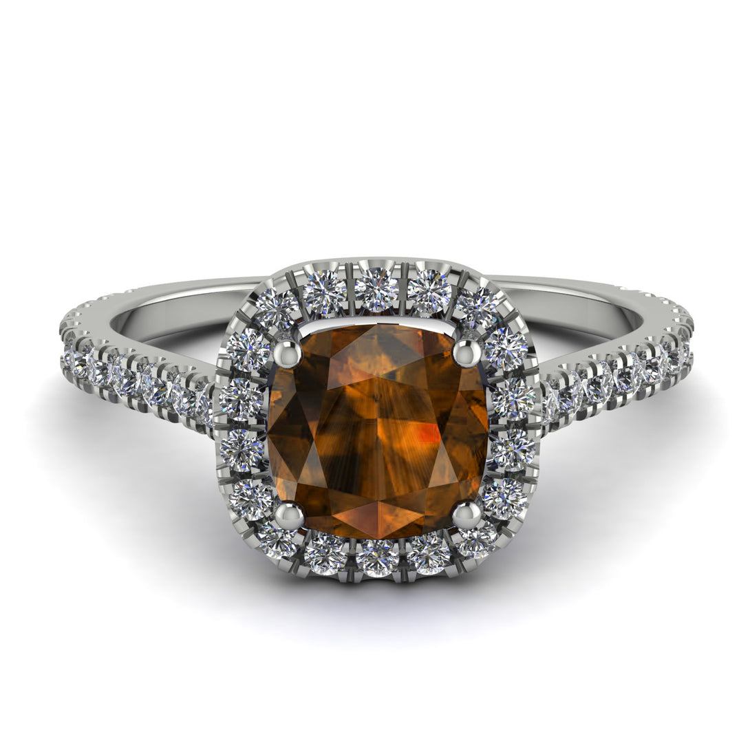 Cushion Brown Diamond Halo Engagement Ring - Jade No. 1103