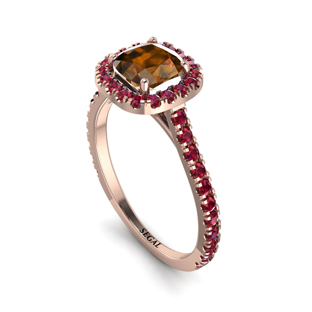 Cushion Brown Diamond Halo Engagement Ring - Jade No. 1111