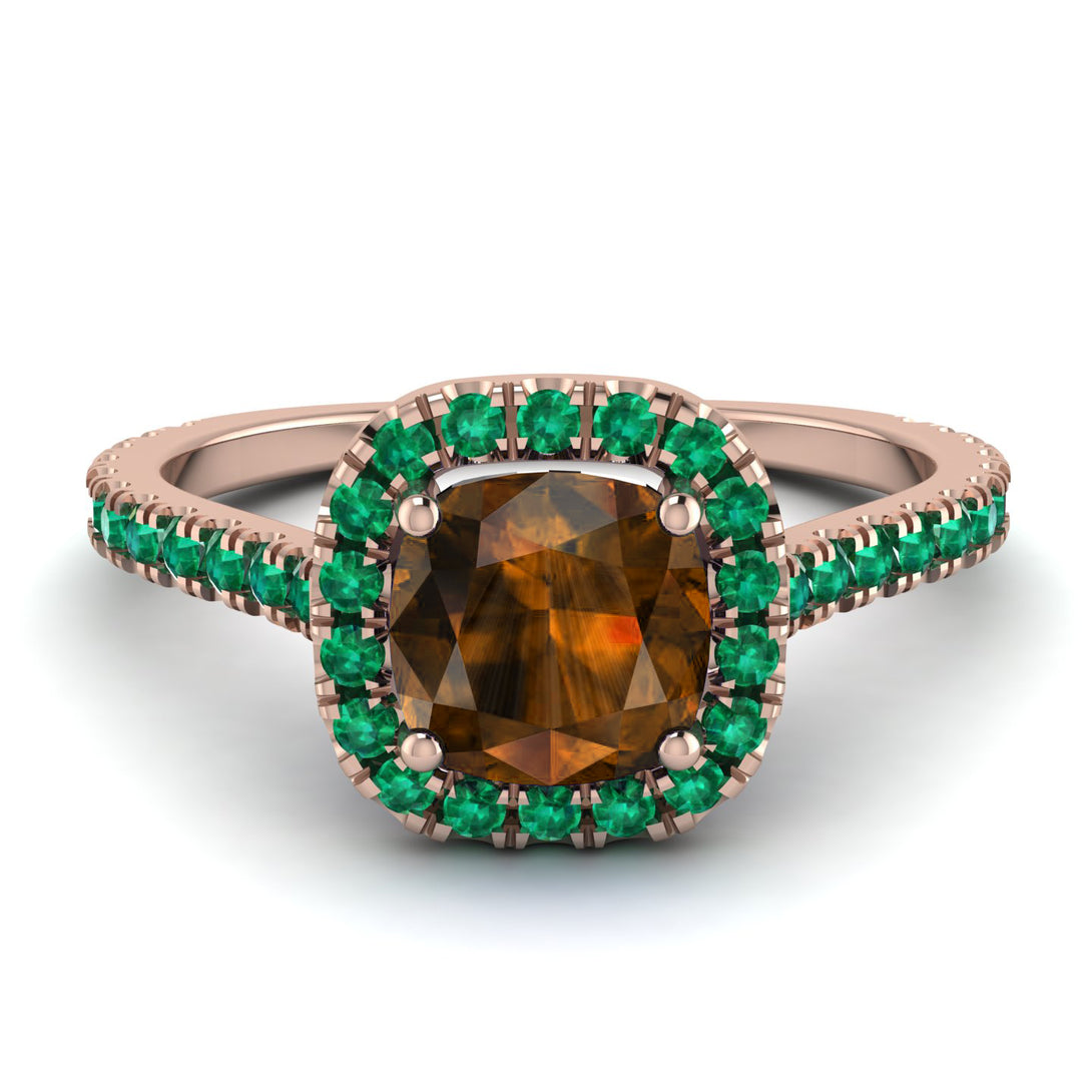 Cushion Brown Diamond Halo Engagement Ring - Jade No. 1105