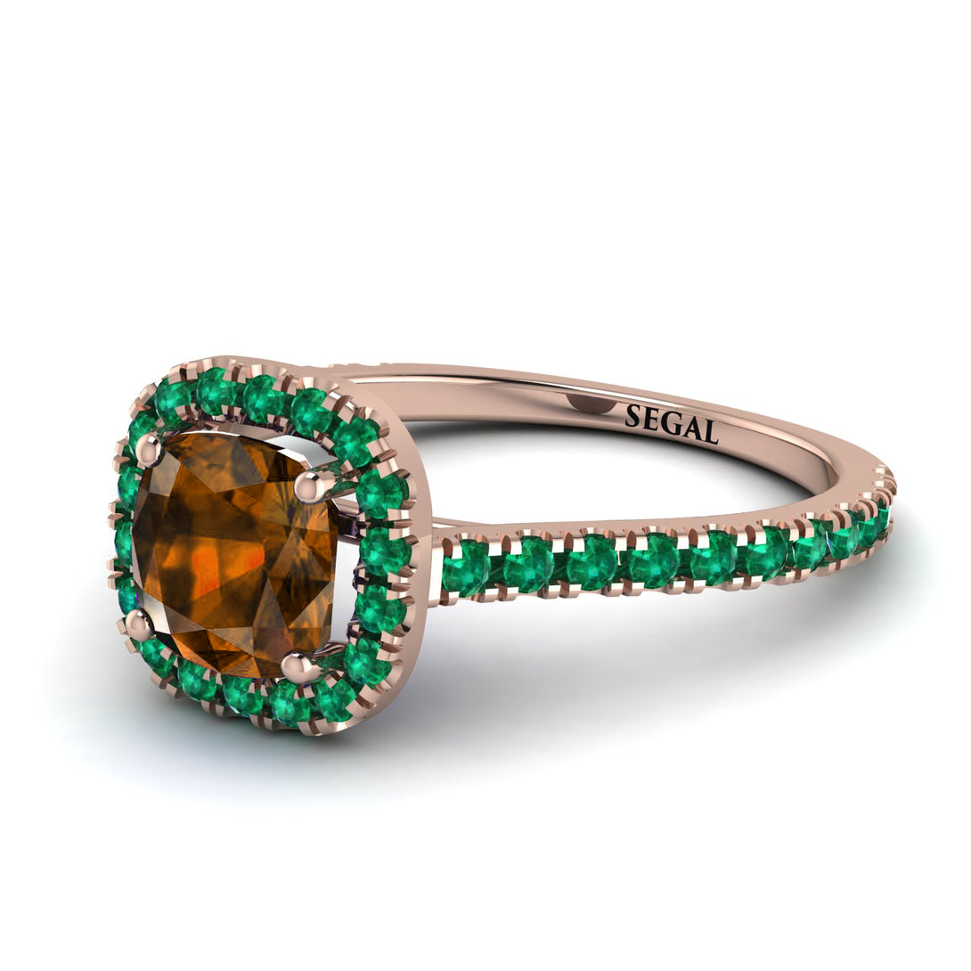 Cushion Brown Diamond Halo Engagement Ring - Jade No. 1105