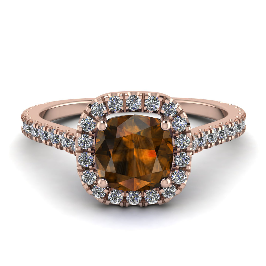 Cushion Brown Diamond Halo Engagement Ring - Jade No. 1102