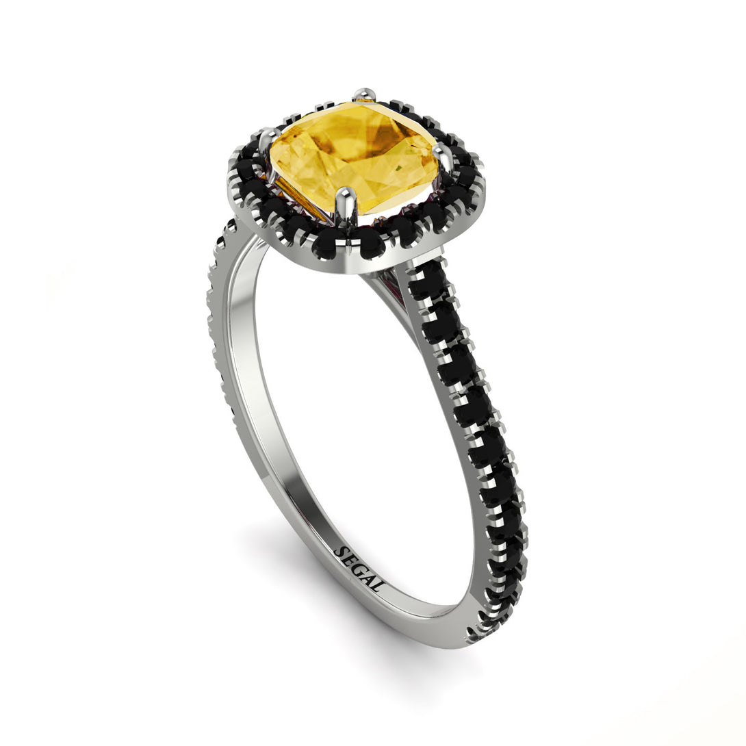 Cushion Citrine Halo Engagement Ring - Jade No. 609