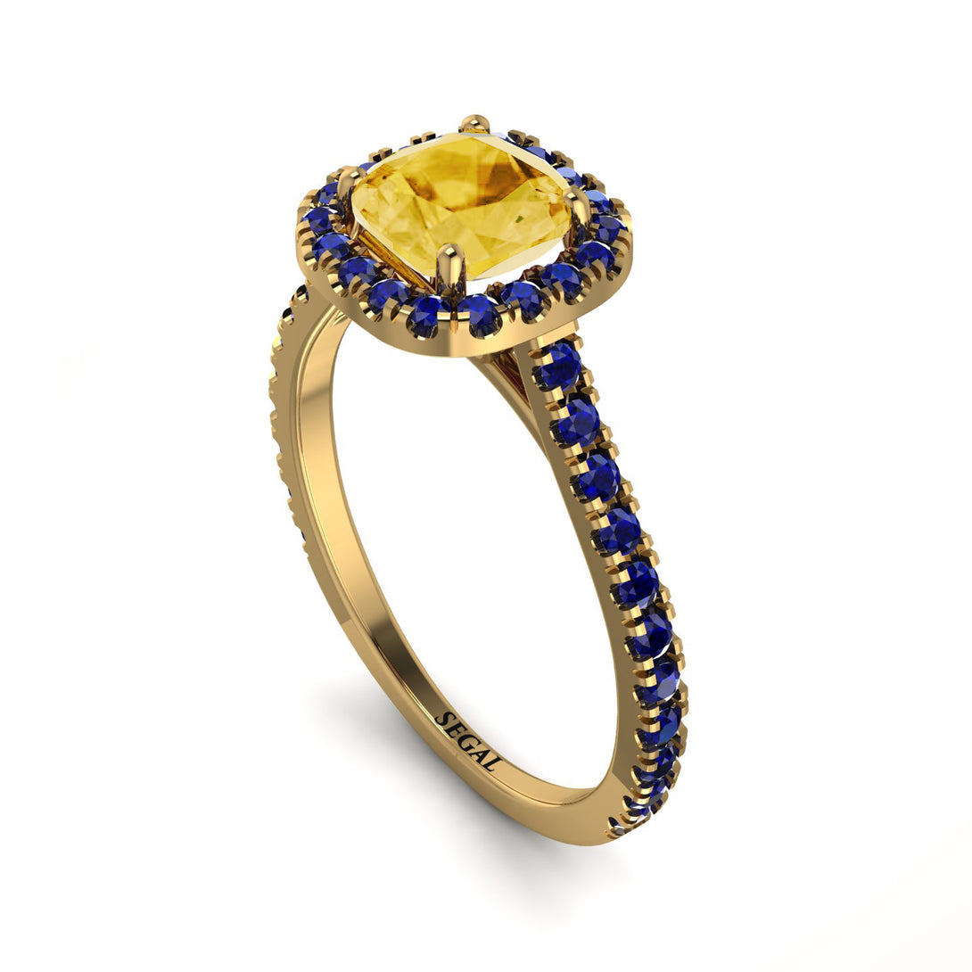 Cushion Citrine Halo Engagement Ring - Jade No. 613
