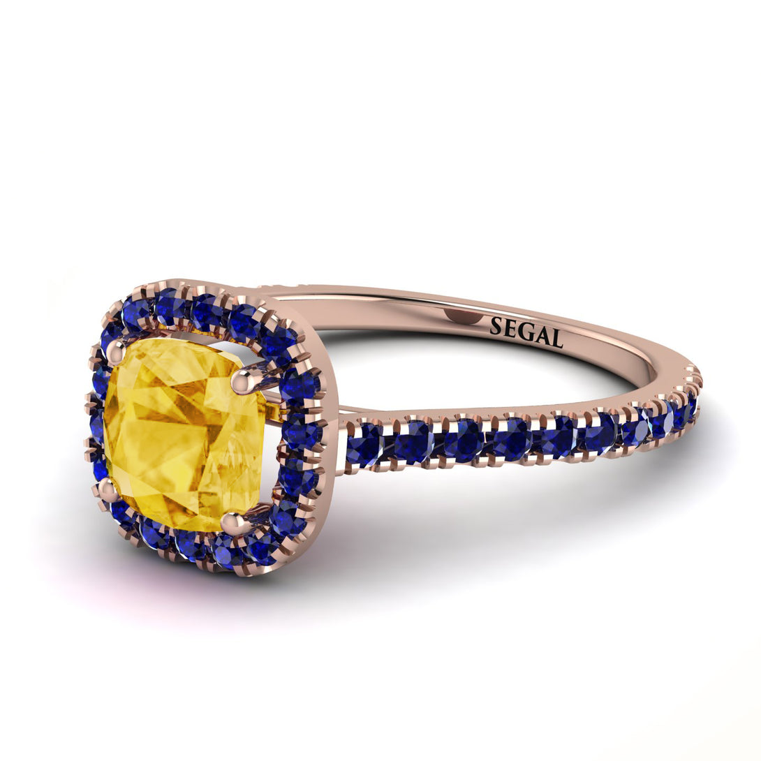 Cushion Citrine Halo Engagement Ring - Jade No. 614