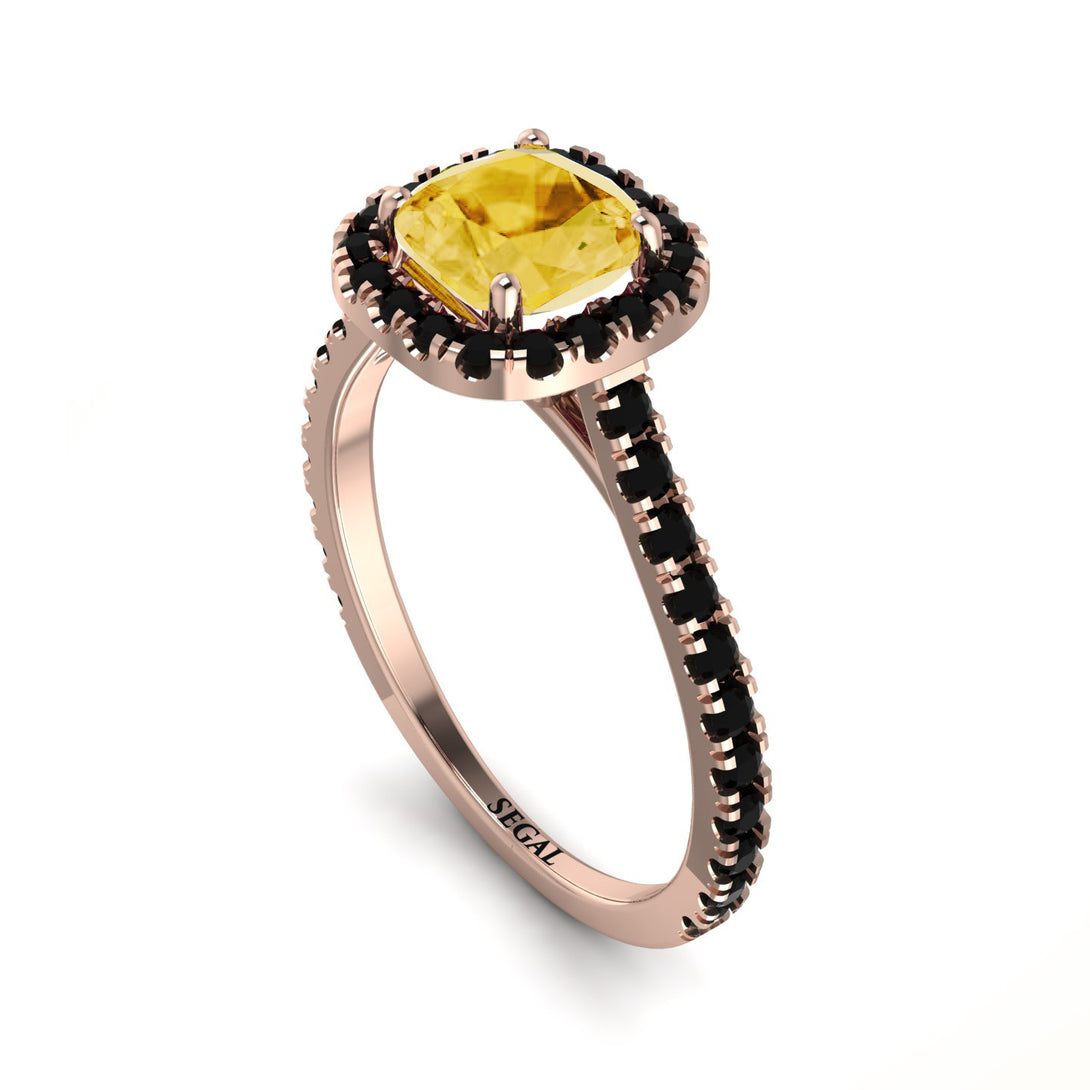 Cushion Citrine Halo Engagement Ring - Jade No. 608