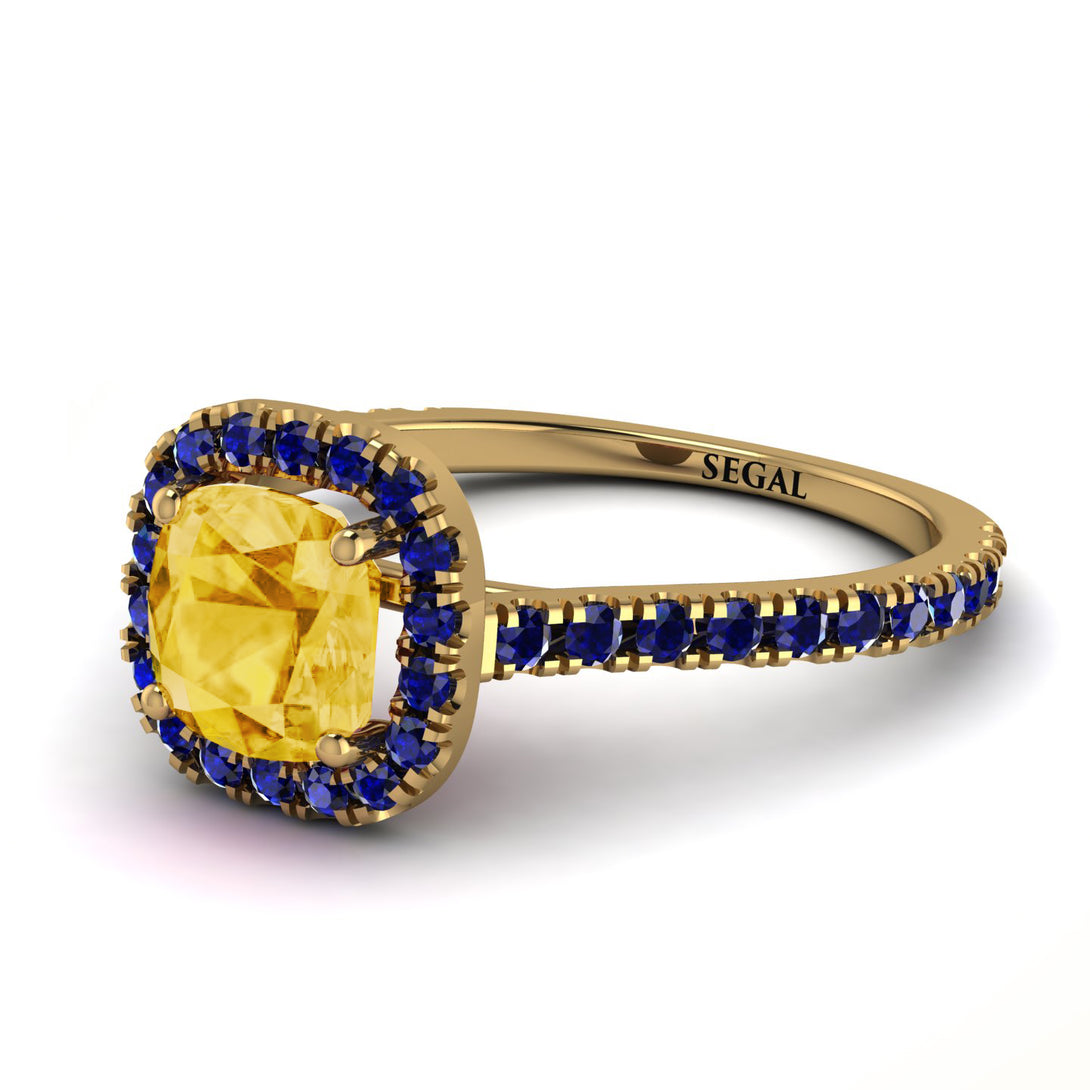 Cushion Citrine Halo Engagement Ring - Jade No. 613