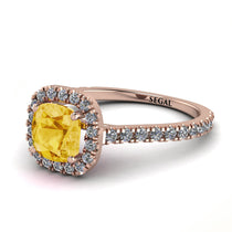 Cushion Citrine Halo Engagement Ring - Jade No. 602 image 1