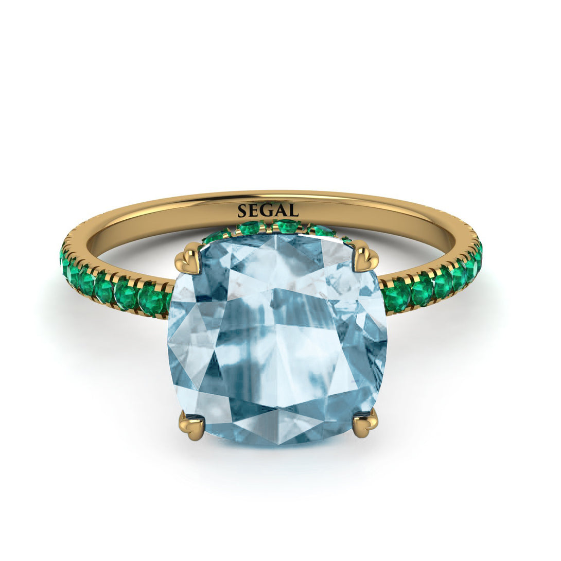 Cushion Hidden Aquamarine Ring - Nova No. 404