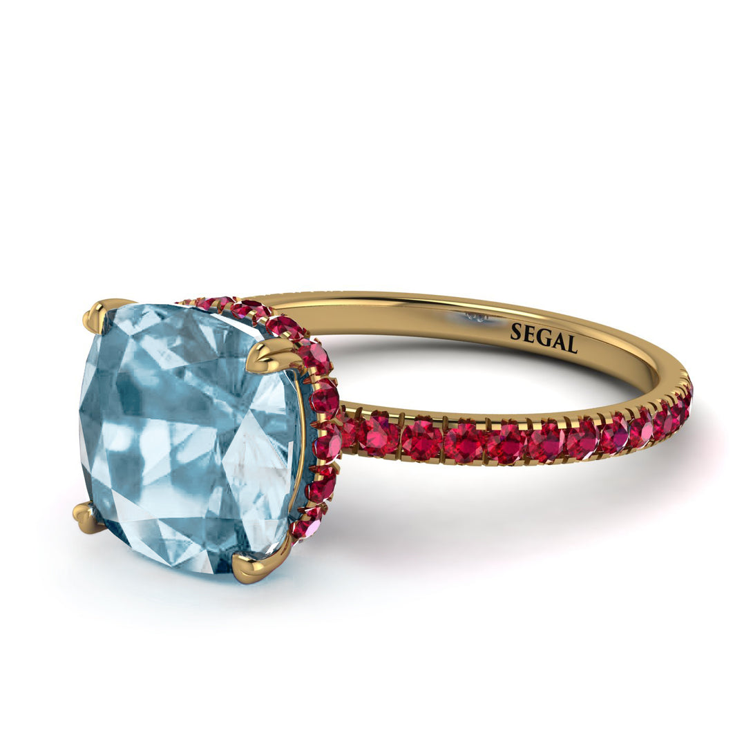 Cushion Hidden Aquamarine Ring - Nova No. 410