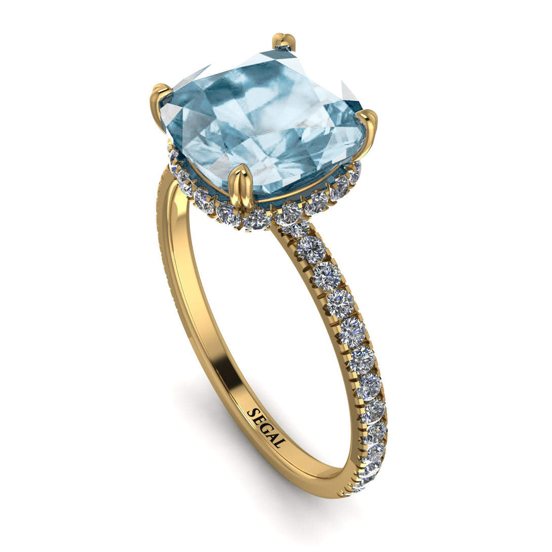 Cushion Hidden Aquamarine Ring - Nova No. 401