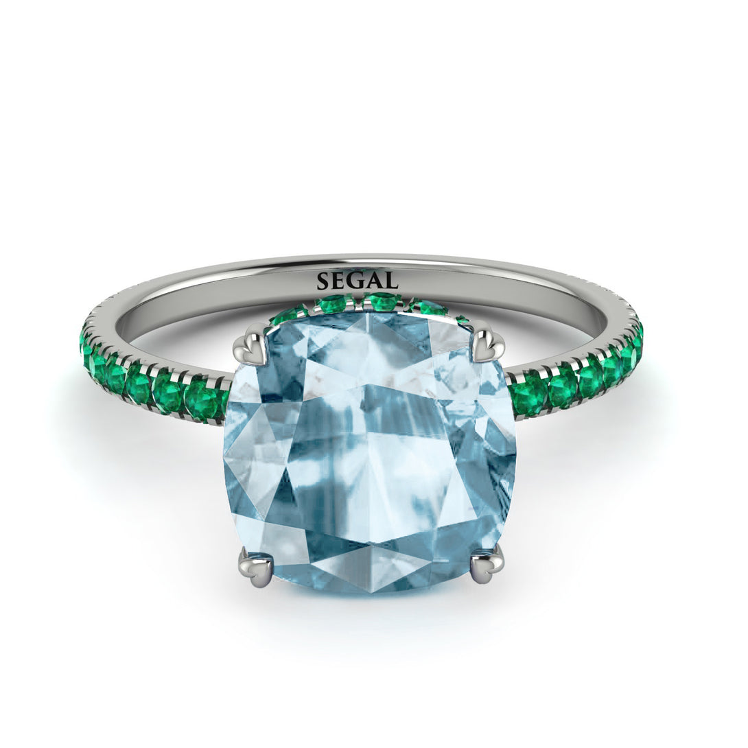 Cushion Hidden Aquamarine Ring - Nova No. 406