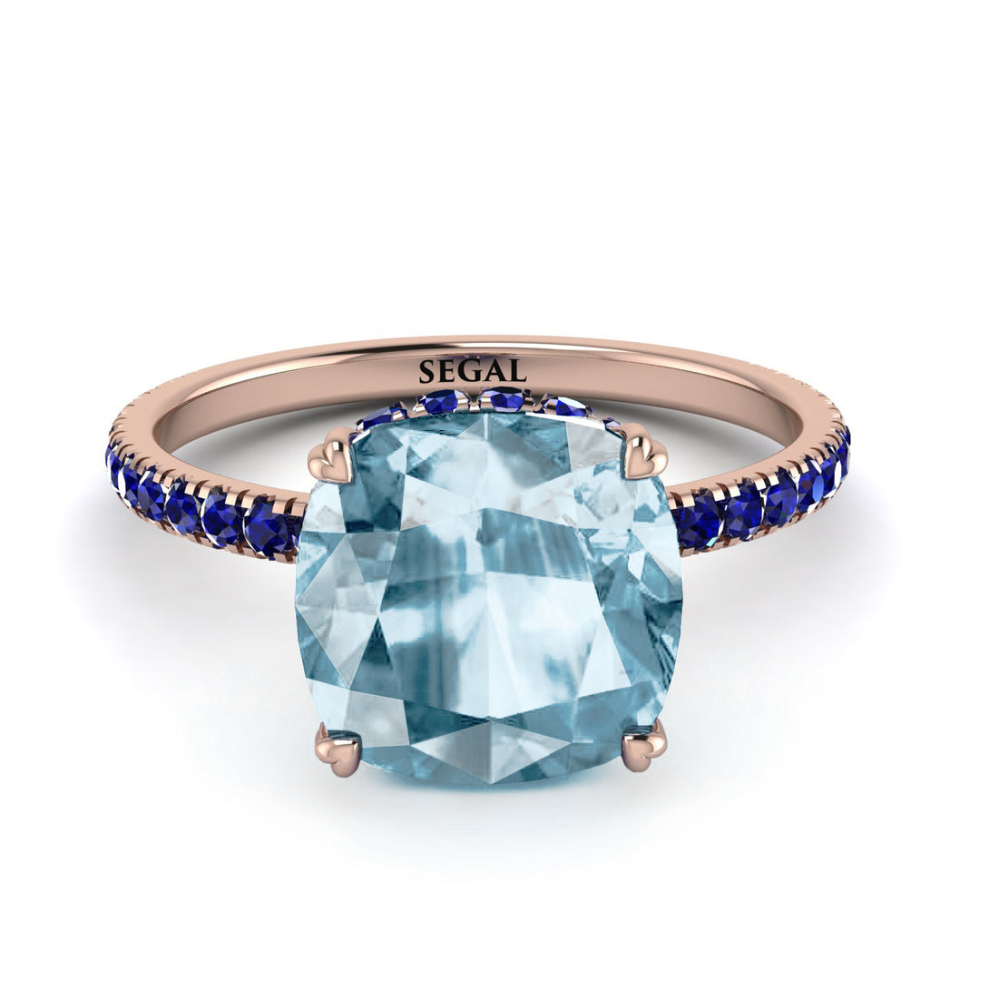 Cushion Hidden Aquamarine Ring - Nova No. 414