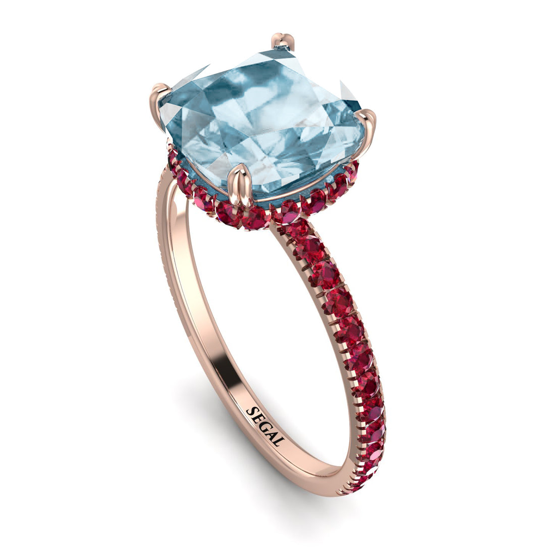 Cushion Hidden Aquamarine Ring - Nova No. 411