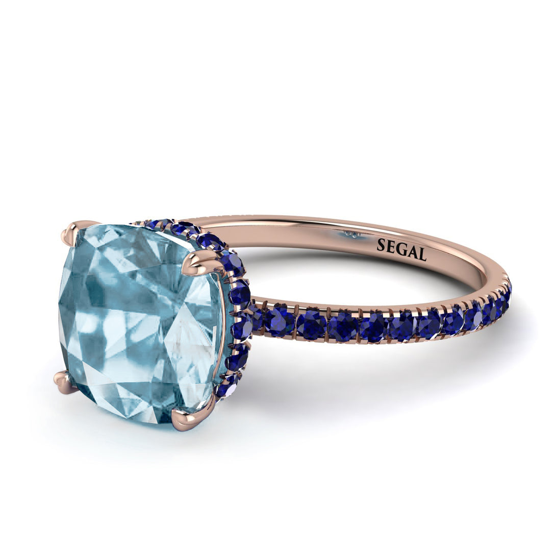 Cushion Hidden Aquamarine Ring - Nova No. 414
