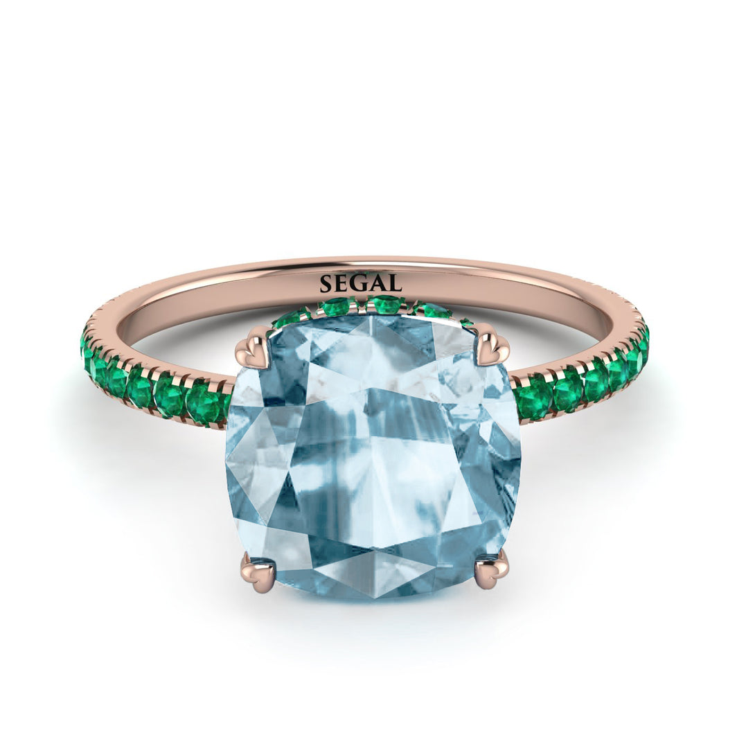 Cushion Hidden Aquamarine Ring - Nova No. 405