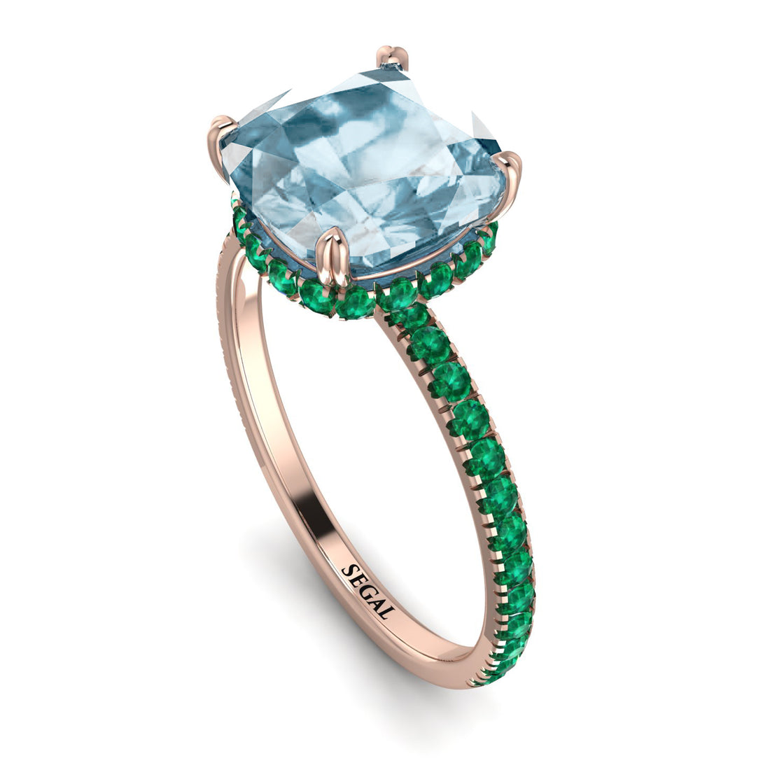 Cushion Hidden Aquamarine Ring - Nova No. 405