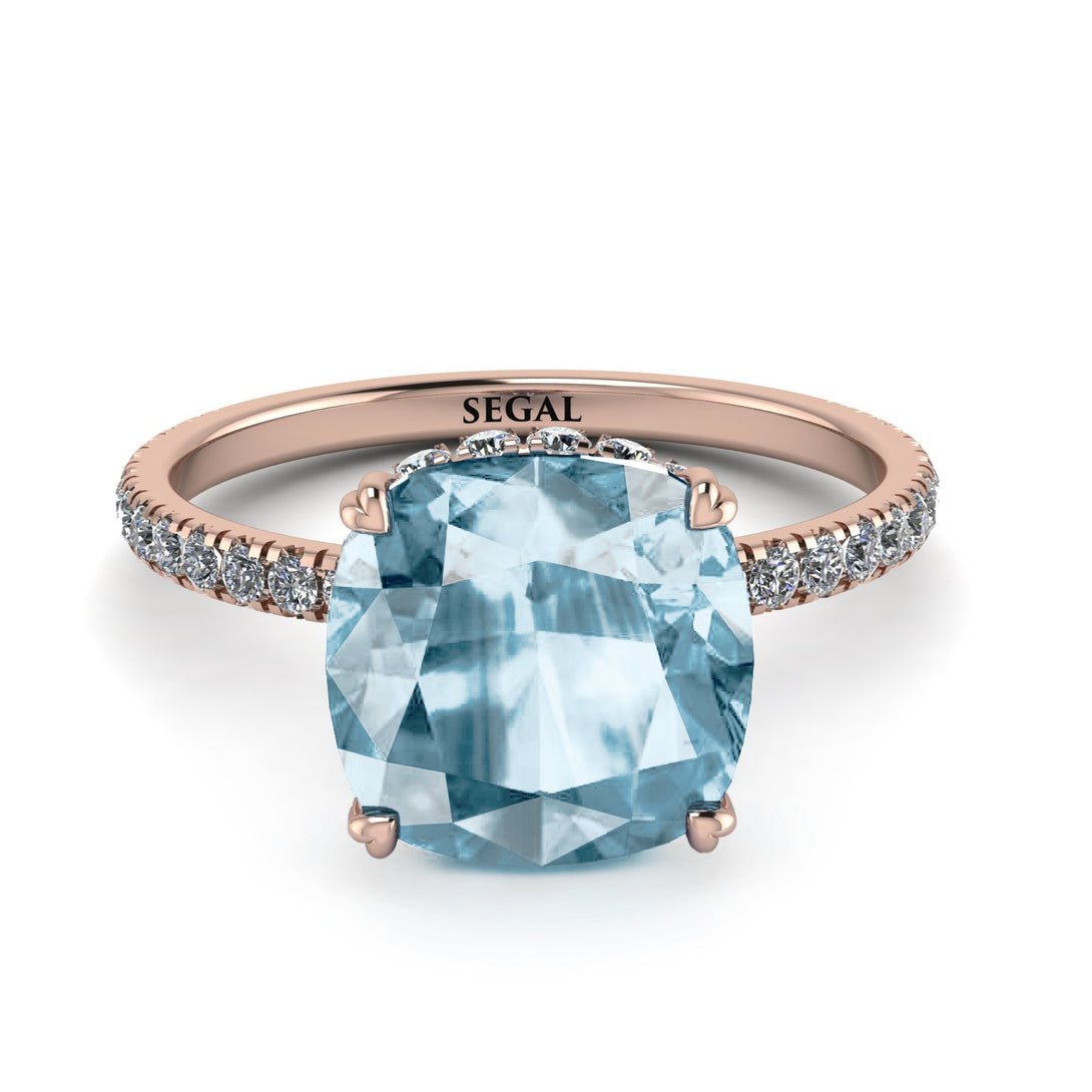 Cushion Hidden Aquamarine Ring - Nova No. 402