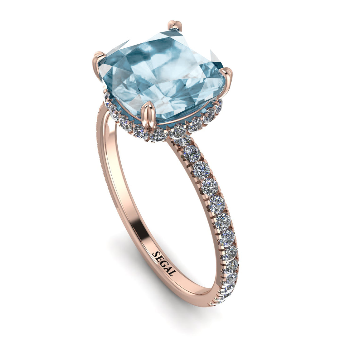 Cushion Hidden Aquamarine Ring - Nova No. 402