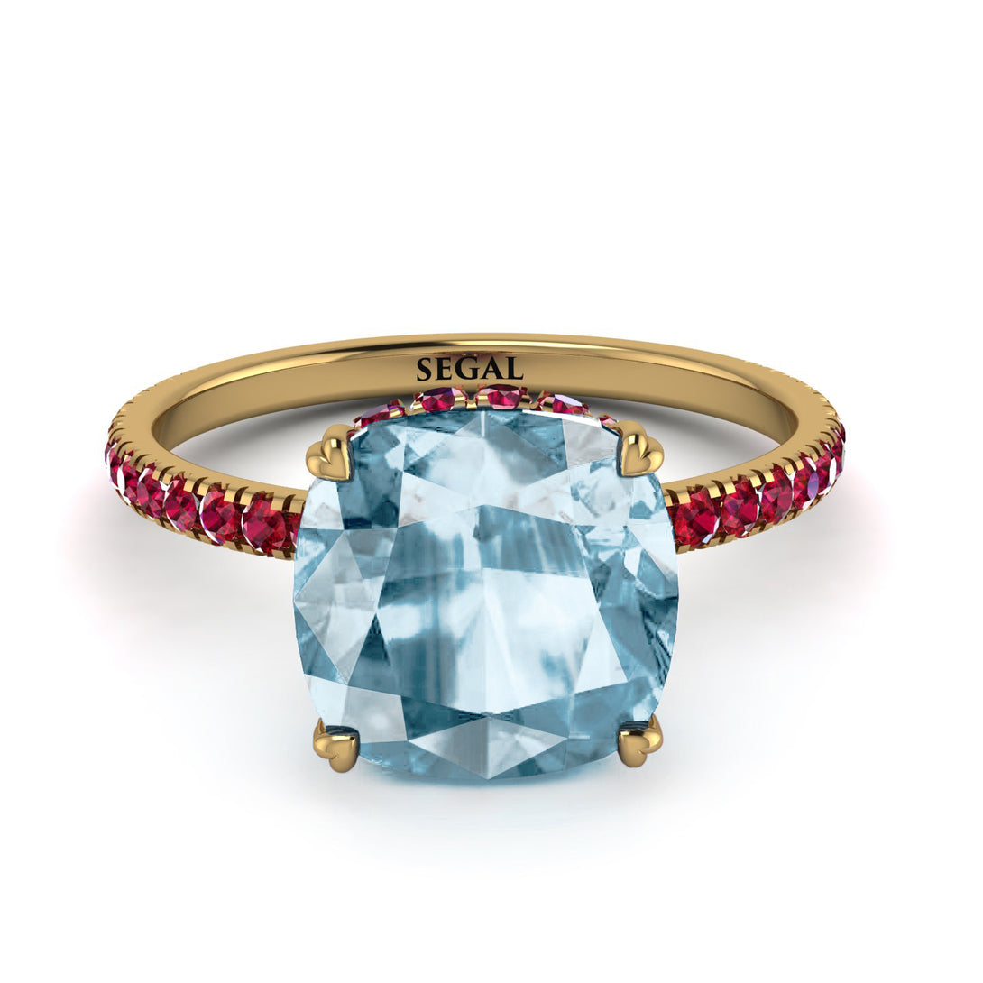 Cushion Hidden Aquamarine Ring - Nova No. 410