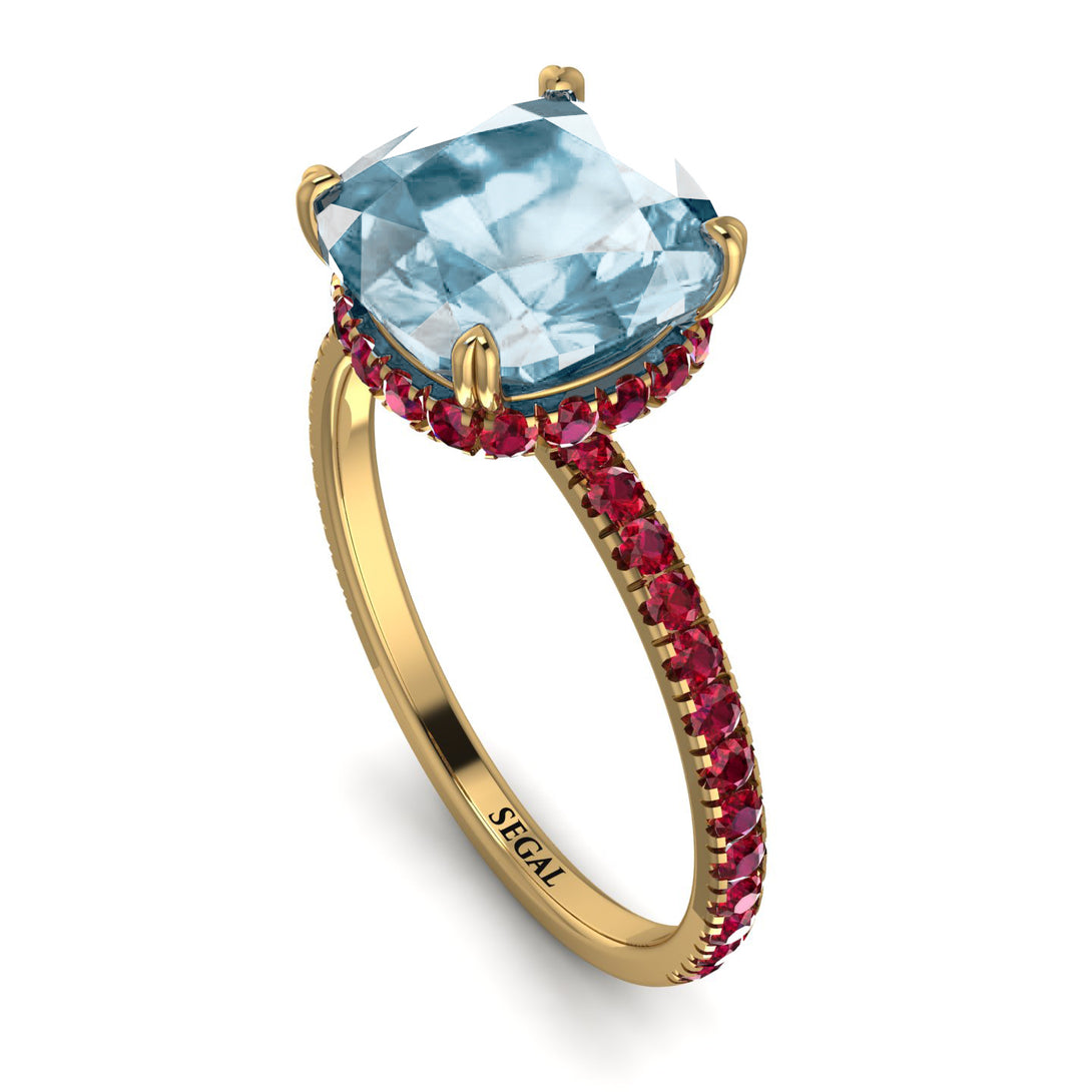 Cushion Hidden Aquamarine Ring - Nova No. 410