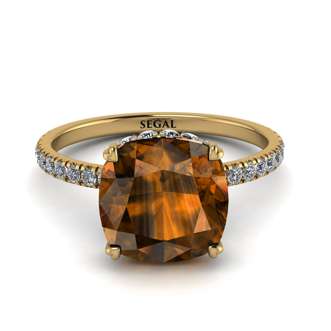 Cushion Hidden Brown Diamond Ring - Nova No. 1101
