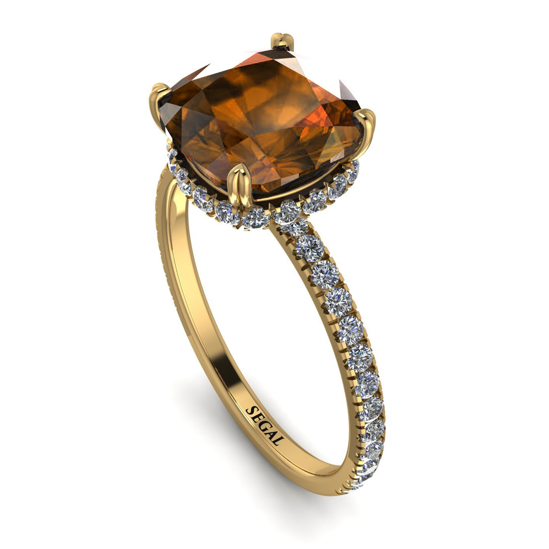 Cushion Hidden Brown Diamond Ring - Nova No. 1101