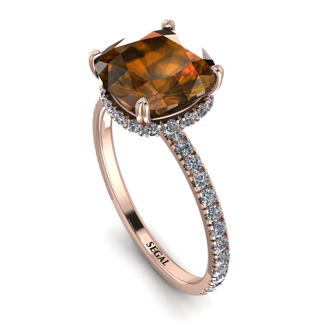 Cushion Hidden Brown Diamond Ring - Nova No. 1102