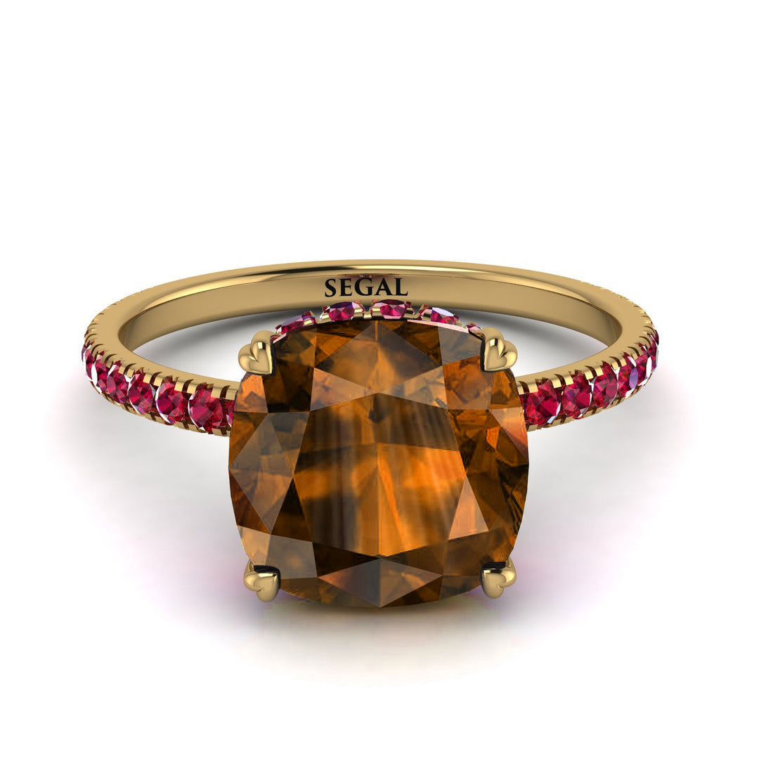 Cushion Hidden Brown Diamond Ring - Nova No. 1110